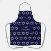 David Star | HAPPY CHANUKAH | Monogram Blue Schürze (Vorderseite)