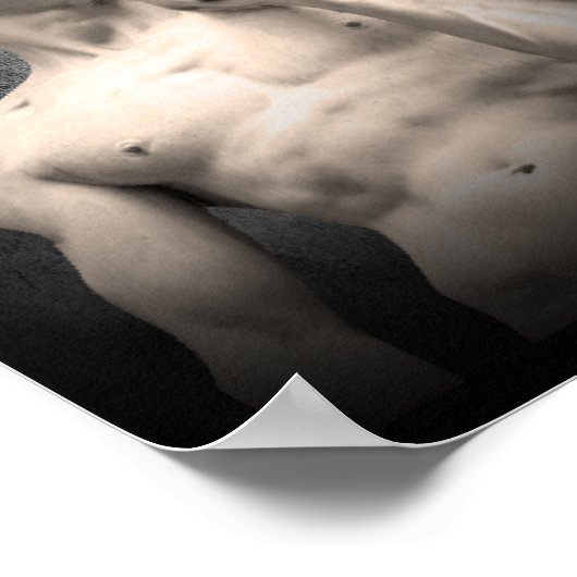 David-Statue mit einem Golden Kettlebell Poster (Ecke)