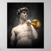 David-Statue mit einem Golden Kettlebell Poster (Vorne)