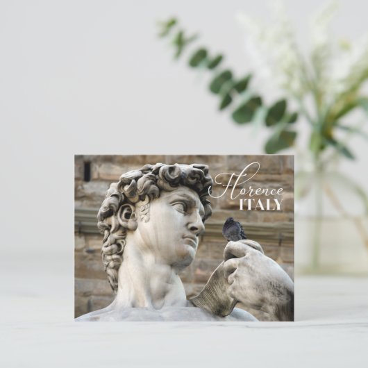 David Statue und Taube Postkarte (Stehend Vorderseite)