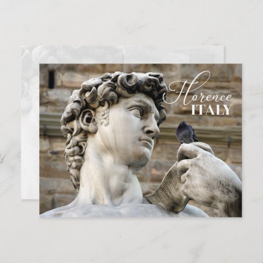 David Statue und Taube Postkarte (Vorne/Hinten)