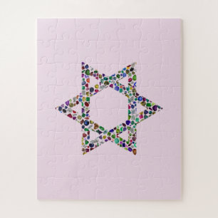David-Stern aus Edelsteinen in allen Farben Puzzle
