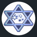 David Sticker<br><div class="desc">Stilvolle Hanukkah Umschlag Aufkleber Aufkleber,  mit großartigen Grafiken eines blauen Sterns von David,  dekoriert,  mit mehr Sternen innen. Gut wie Umschlag Aufkleber für Ihre Hanukka-Karten oder Party Einladungen,  oder Gastgeschenke für die Kinder.</div>