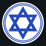 David Sticker<br><div class="desc">Rundaufkleber mit einem Bild eines königsblauen David-Sterns und einem doppelten königsblauen Rand auf weiß. Siehe dazu passende Aufkleber, Konfetti, Etikett und Packpapier. Die gesamte Hanukkah Sticker Kollektion finden Sie unter CARDS & STICKERS Kategorie im HOLIDAYS Bereich.</div>