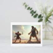 David tritt Goliath entgegen, Postkarte (Stehend Vorderseite)