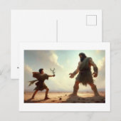 David tritt Goliath entgegen, Postkarte (Vorne/Hinten)