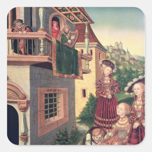 David und Bathsheba, 1528 Quadratischer Aufkleber (Vorderseite)