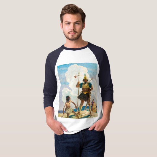 David und Goliath, 1940 von Newell Convers Wyeth T-Shirt (Vorne ganz)