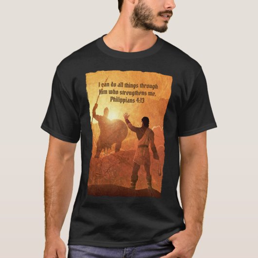 David und Goliath | Bibel Verse Black T-Shirt (Vorderseite)