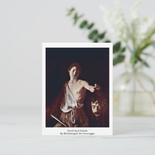 David und Goliath von Michelangelo Da Caravaggio Postkarte (Stehend Vorderseite)