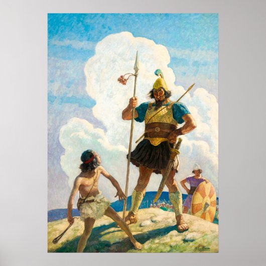 David und Goliath von Newell Convers Wyeth Poster (Vorne)