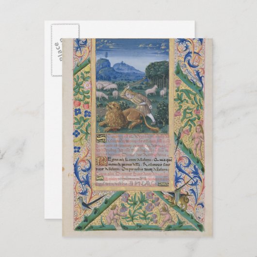 David verteidigt das Schaf seines Vaters gegen ein Postkarte (Vorne/Hinten)