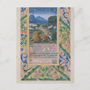 David verteidigt das Schaf seines Vaters gegen ein Postkarte