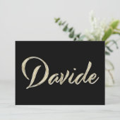 Davide Name white gold Handwriting Karte (Stehend Vorderseite)