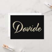 Davide Name white gold Handwriting Karte (Vorderseite/Rückseite Beispiel)