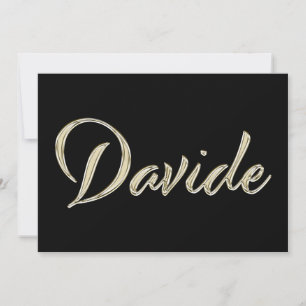 Davide Name white gold Handwriting Karte