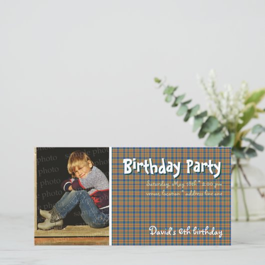 David's Birthday Party Foto | Schottisch kariert (Stehend Vorderseite)