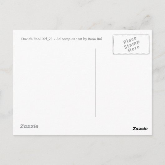 David's Pool 09f21 Custom 3d Computer Art Postkart Postkarte (Rückseite)