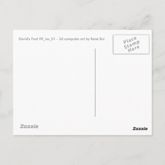 David's Pool 09iso Custom 3d Computer Art Postkart Postkarte (Rückseite)