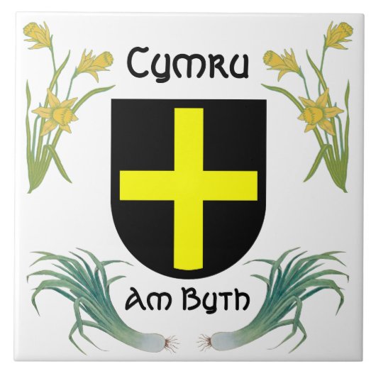 David's Shield mit Affodils & Leeks Fliese (Vorderseite)