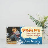 David's Winter Birthday Party Foto Einladung (Stehend Vorderseite)