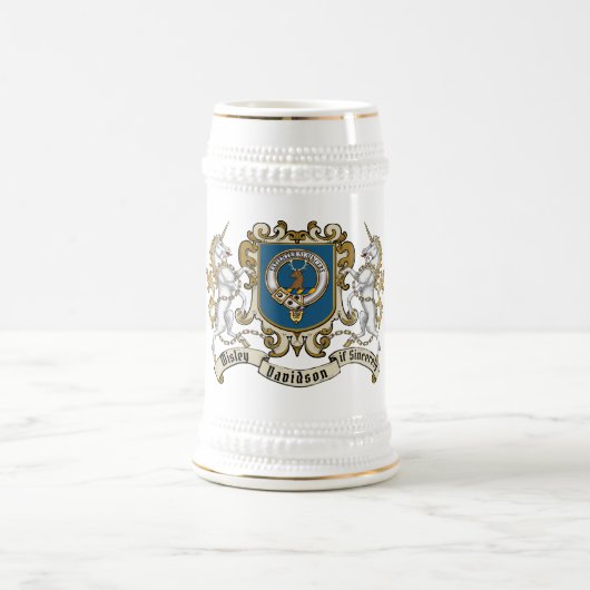 Davidson-Clan-Abzeichen & Einhorn Bierglas (Mittel)