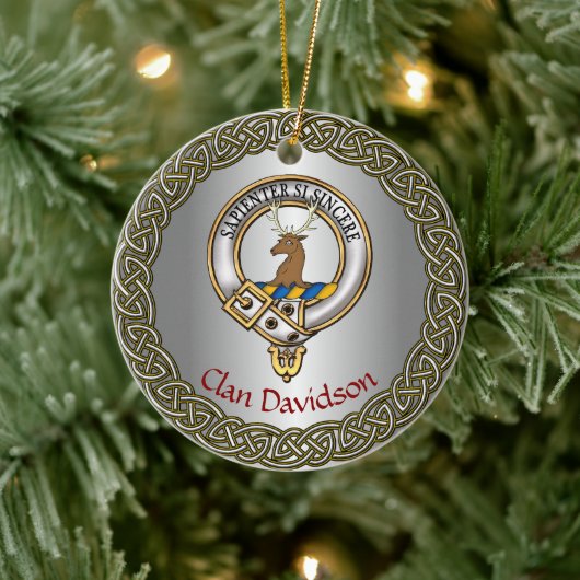 Davidson-Clan-Abzeichen/Tartan Distel Personalisie Keramik Ornament (Baum)