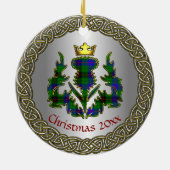 Davidson-Clan-Abzeichen/Tartan Distel Personalisie Keramik Ornament (Hinten)