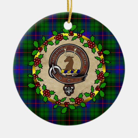 Davidson Clan Abzeichen & Tartan Personalisiert Xm Keramik Ornament (Vorne)