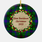 Davidson Clan Abzeichen & Tartan Personalisiert Xm Keramik Ornament (Hinten)