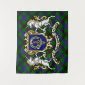 Davidson Clan Abzeichen & Unicorns w/Tartan Wandteppich (Vorderseite)