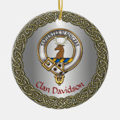 Davidson Clan Badge/Tartan Thistle Personalized Keramik Ornament (Vorne)
