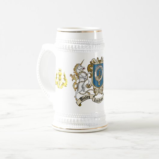 Davidson Clan Badge & Unicorn Bierglas (Vorderseite Links)