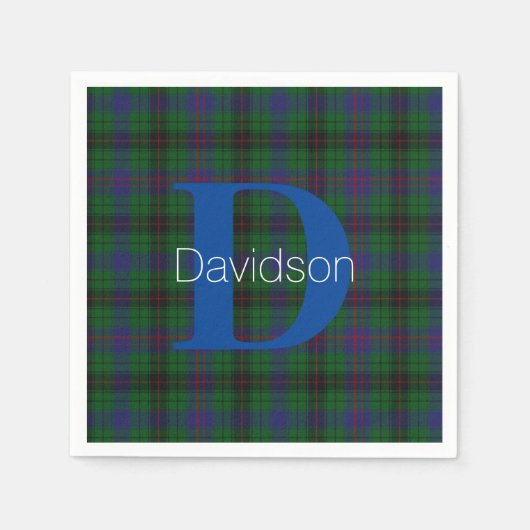 Davidson Clan Kariert Monogram Paper Napkins Serviette (Vorderseite)