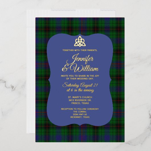 Davidson Clan Tartan Kariert Wedding Folieneinladung (Briefumschlag)