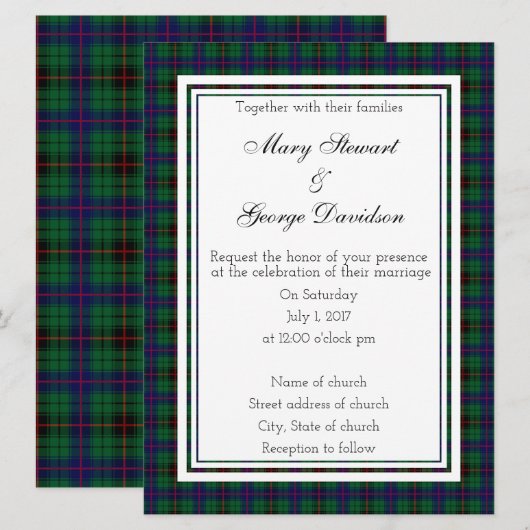 Davidson Scottish Wedding Einladung (Vorne/Hinten)