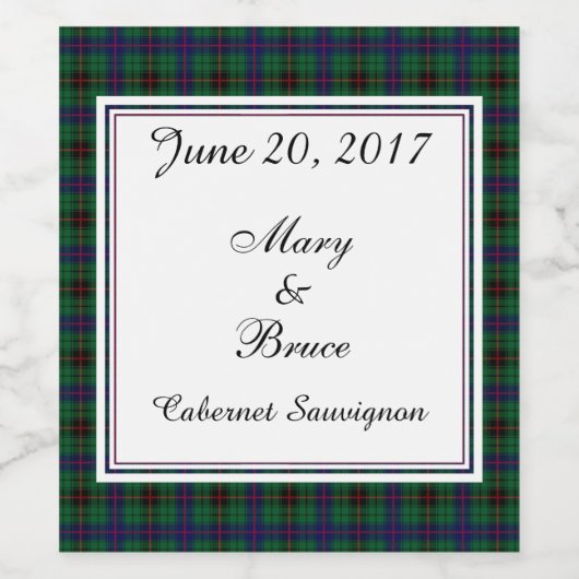 Davidson Scottish Wedding Wine Label Weinetikett (Einzelnes Label)