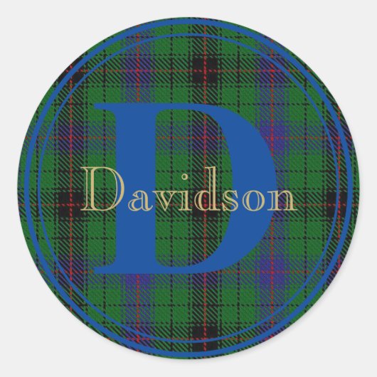 Davidson Tartan Blue Monogram Name Siegel Sticker (Vorderseite)