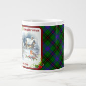 Davidson Tartan & Robin Weihnachten Jumbo-Tasse (Vorderseite Rechts)