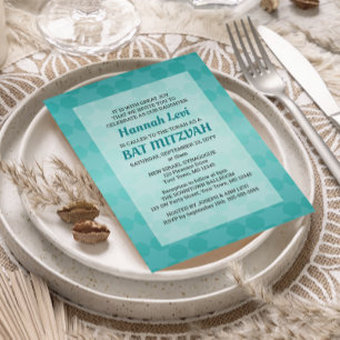 Davidsstern Aquamarinen Ombre Schläger Mitzvah Einladung