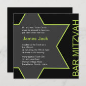 Davidsstern Bar Mitzvah hellgrün u. grau Einladung (Vorne/Hinten)