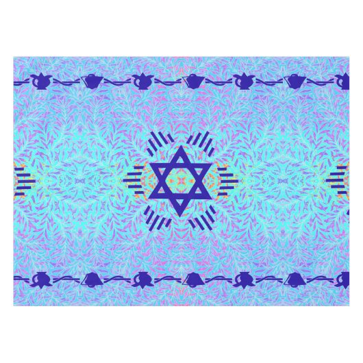 Davidsstern Blaues Veilchen Tischdecke (Vorderseite (Horizontal))