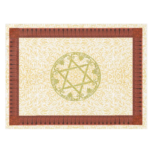 Davidsstern Blumen-Grenze Tischdecke (Vorderseite (Horizontal))