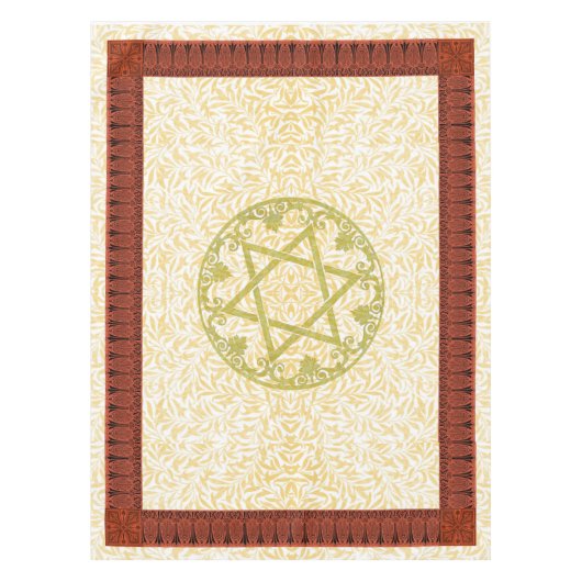 Davidsstern Blumen-Grenze Tischdecke (Vorderseite)