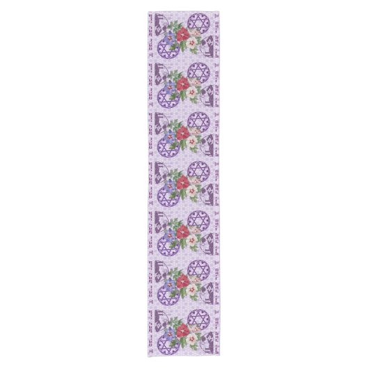 Davidsstern Blumen-Läufer Kurzer Tischläufer (Vorderseite)