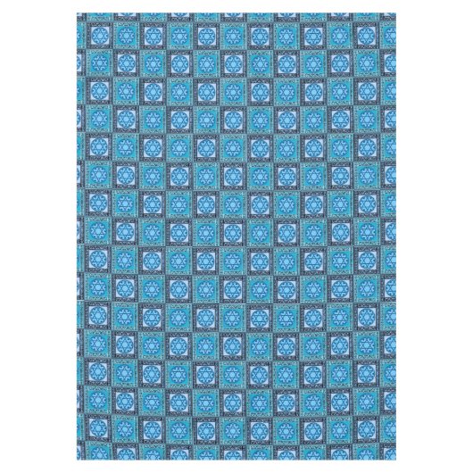 Davidsstern Floret-Blau Tischdecke (Vorderseite)