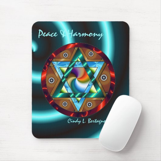Davidsstern Frieden u. Harmonie Mousepad (Mit Mouse)