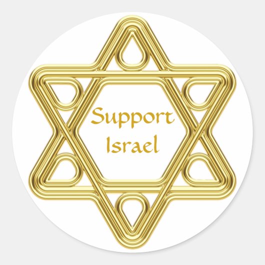 Davidsstern Gold Runder Aufkleber (Vorderseite)
