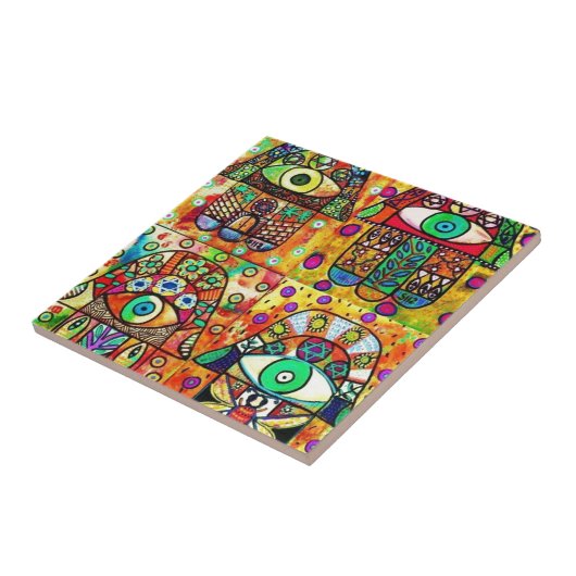 Davidsstern Hamsa Vintages Tapastry Fliese (Seite)