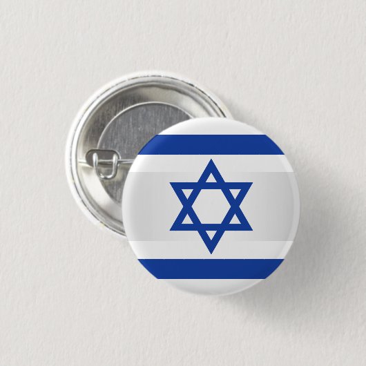 Davidsstern Israelische Flaggen-weißes Blau Button (Vorne & Hinten)